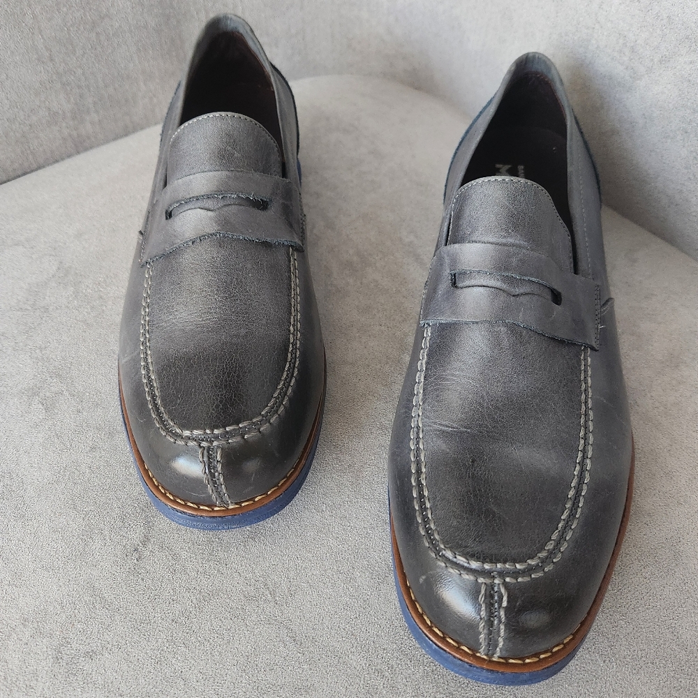 Sandro Moscoloni Dress Loafers Men's 9.5D Grey Leather Romero Mocc Toe New $190
